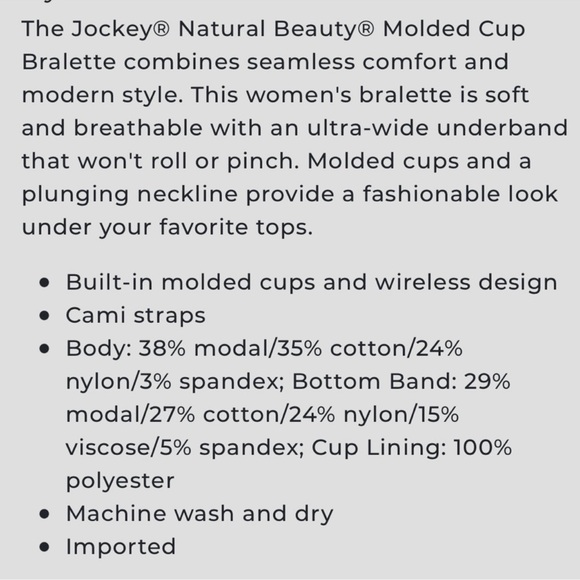 NWT Jockey molded cup bralette - black - size large - Picture 8 of 8